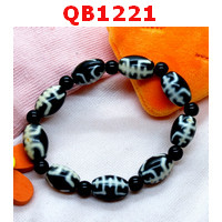 QB1221 : สร้อยข้อมือ DZI ลายอายุยืน 9 เม็ด