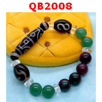 QB2008 : สร้อยข้อมือหินDZI 8 ตา ตะขอและหรูยี่