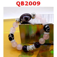 QB2009 : สร้อยข้อมือหินDZI แก้ววิเศษ ตะขอและกระดองเต่า