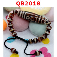 QB2018 : สร้อยข้อมือหินทิเบตDZI 5 ตาและหมอยา