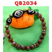 QB2034 : สร้อยข้อมือหินDZI  ตามังกร ตะขอและ 3 ตา
