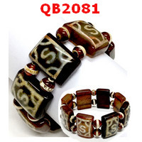 QB2081 : สร้อยข้อมือหินDZI ลายตะขอ