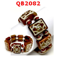 QB2082 : สร้อยข้อมือหินDZI ลายสวัสดิกะ