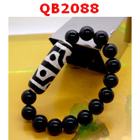QB2088 : สร้อยข้อมือหินทิเบตลายเขี้ยวเสือคู่  8 จุด