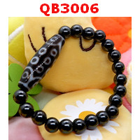 QB3006 : สร้อยข้อมือหินDZI 21 ตา+เฮมาไทด์ 