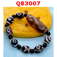 QB3007 : สร้อยข้อมือหินDZI 2 ตาหรูยี่+7 ลาย