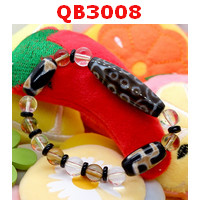 QB3008 : สร้อยข้อมือหินDZI 21 ตา+สวัสดิกะ+เขี้ยวเสือ