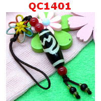 QC1401 : หินทิเบตแขวนมือถือ ลายดอกบัว