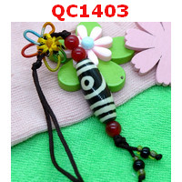 QC1403 : หินทิเบตแขวนมือถือ ลาย 2 ตา