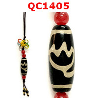 QC1405 : หินทิเบตแขวนมือถือ ลายดอกบัว