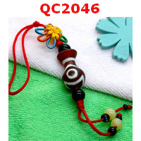 QC2046 : หินทิเบตแขวนมือถือรูปแจกันวิเศษ ลาย 3 ตา