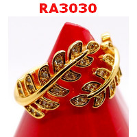 RA3030 : แหวนทองเคลือบแก้ว ลายใบไม้