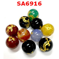 SA6916 : หินอะเกต 7 สีลายมังกรทอง ราคาเป็นเม็ด