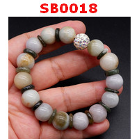 SB0018 : สร้อยข้อมือหยกขาวอมเขียว