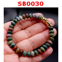 SB0030 : สร้อยข้อมือหยก 5 สีเม็ดแบน+ปี่เซียะสีทอง