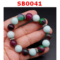 SB0041 : สร้อยข้อมือหินซอยไซ้ท์และอะมาโซไน้ท์