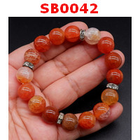 SB0042 : สร้อยข้อมือหินเกล็ดมังกรส้ม