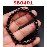 SB0401 : สร้อยข้อมืออะเกตดำ+หินคาถา