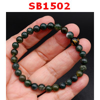 SB1502 : สร้อยข้อมือมอสอะเกต+หินคาถาทิเบต